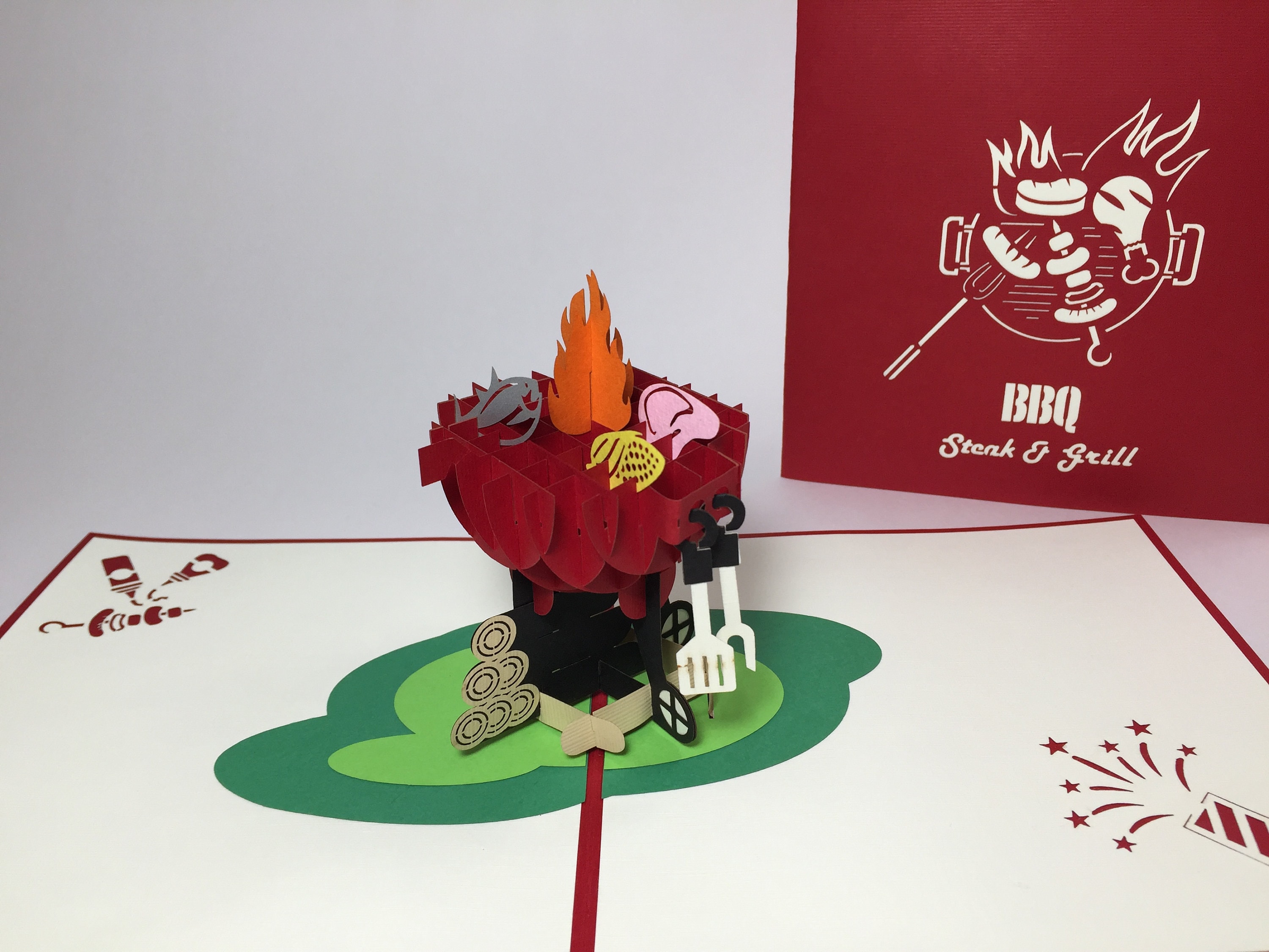 Barbeque Pop Up 3D Card -  Pop Up BBQ Birthday Card - Funny Mother's Day Card - Father's Day Card - BBQ Party Pop Up Card - Get Well Card