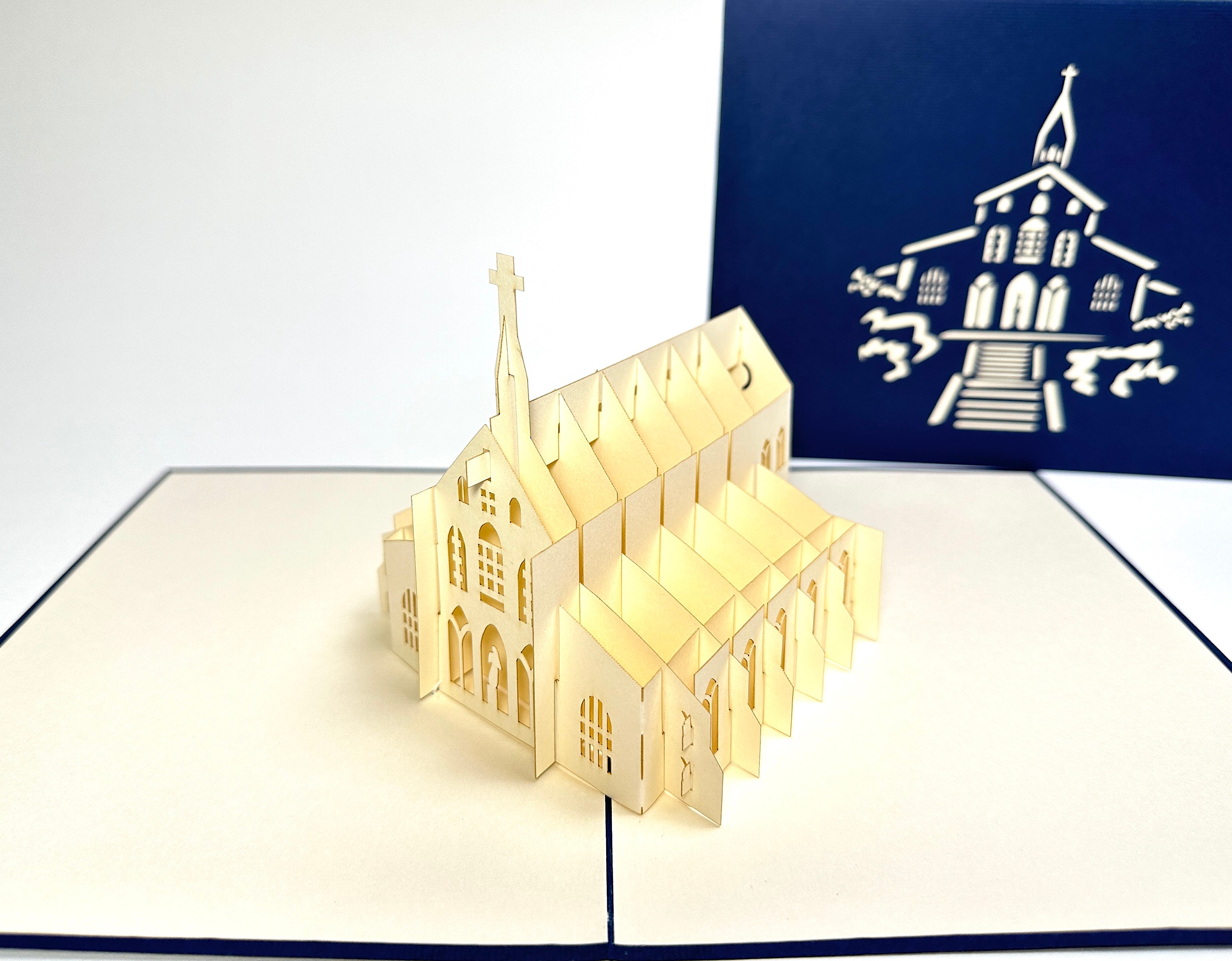 3D Church Pop Up Card - Father's Day Card- Mother's Day Card- Beautiful Church 3D Card - Religious Holiday Card - Christmas Decorations Card