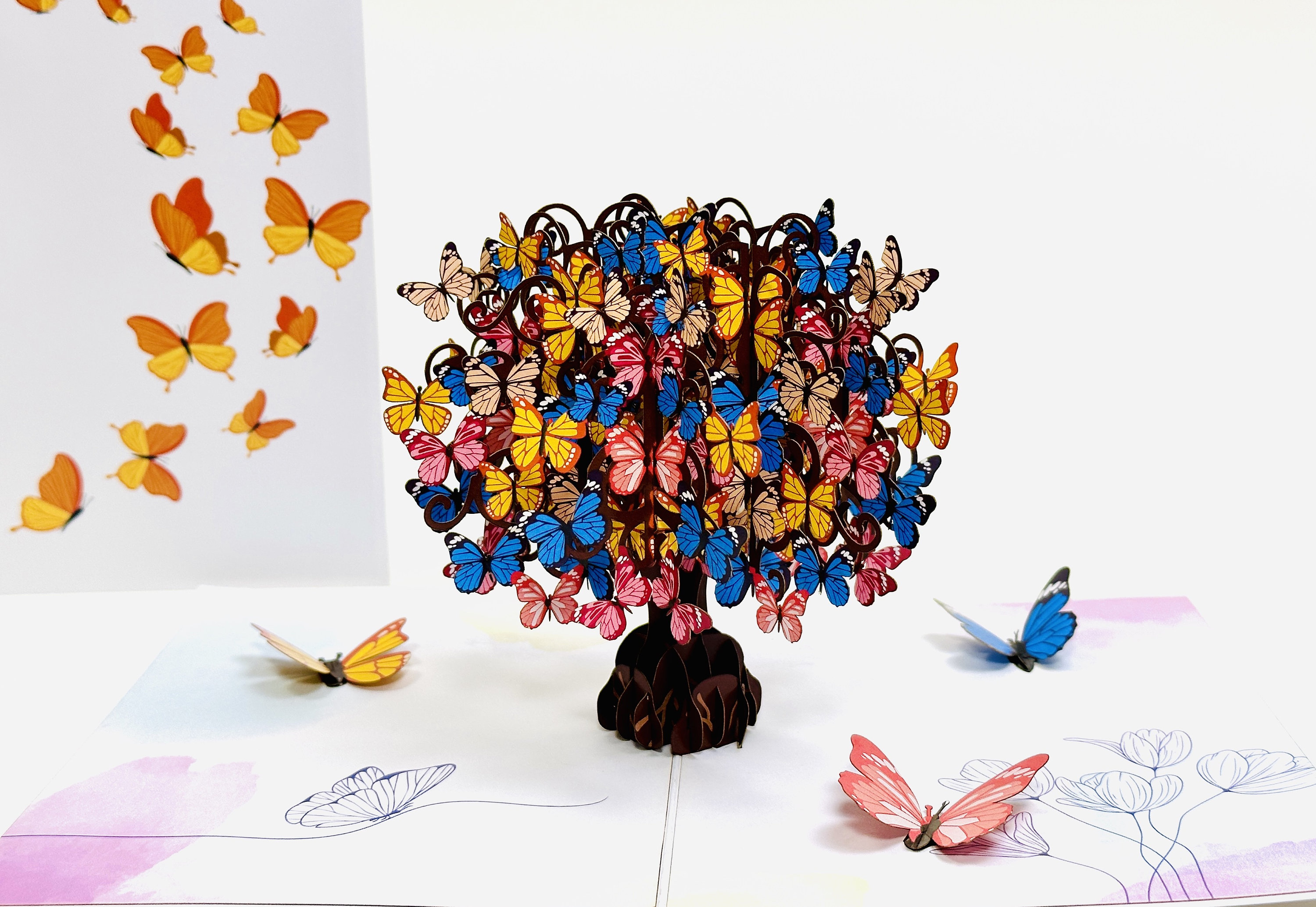 3D Butterfly Tree Pop Up Card - Butterflies Pop Up Birthday Card- Flower PopUp Card- Wedding Gifts - Butterfly Birthday Card - Gifts for Mom