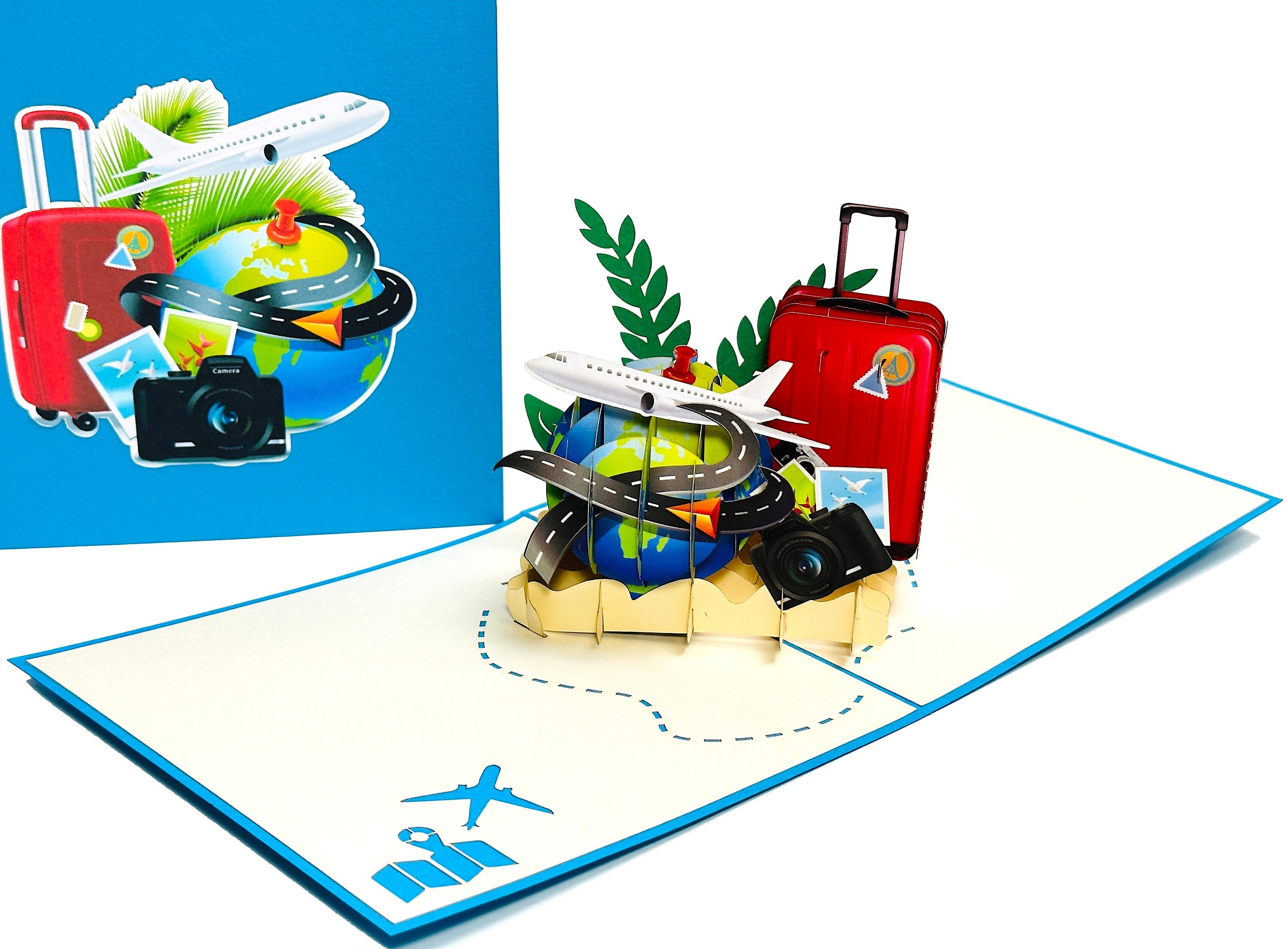 Travel Lover Pop Up Birthday Card - Travel Suitcase Pop Up Card - Father's Day Card - Mother's Day Card - Birthday card - Father's Day Gifts